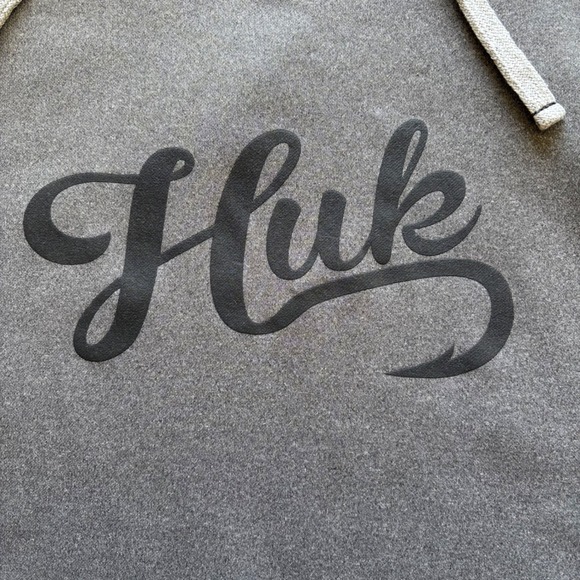 Huk Performance Fabrics Other - Huk Performance Fabrics Gray Hoodie Pullover Long Sleeve Mens XL Fish Hook Logo